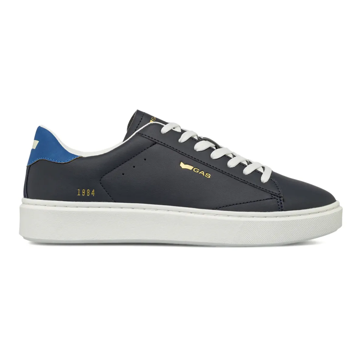Sneakers da uomo blu con loghi oro Gas