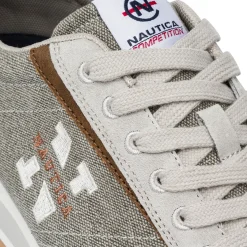 Sneakers da uomo in suede e canvas grigie con dettaglio logo Nautica