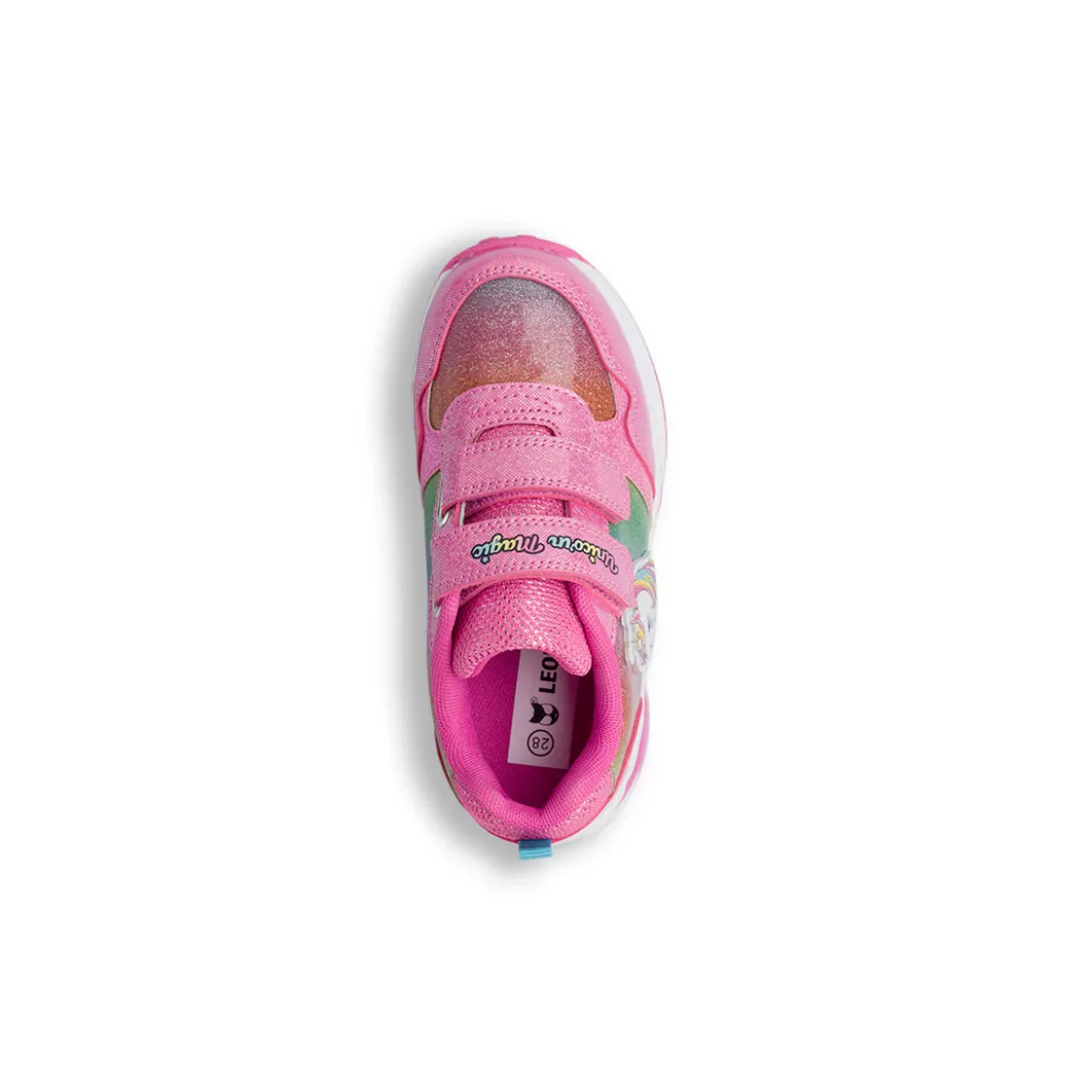 Sneakers fucsia da Bambina con stampa e luci nella suola Unicorno