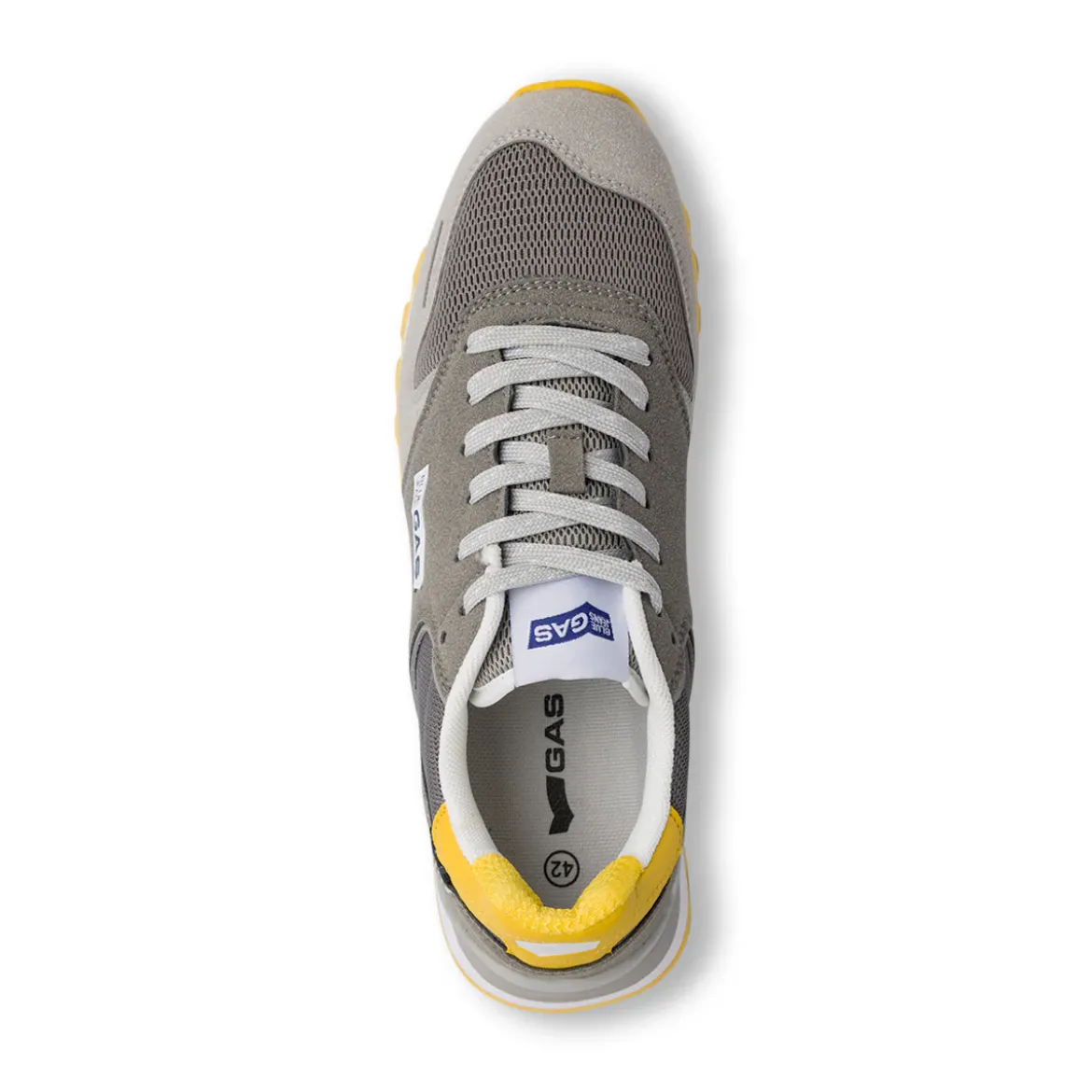 Sneakers grigie da Uomo con dettaglio giallo Gas