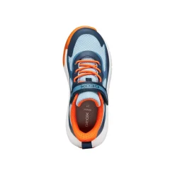 Sneakers in mesh blu e arancione da Bambino con suola traspirante Geox