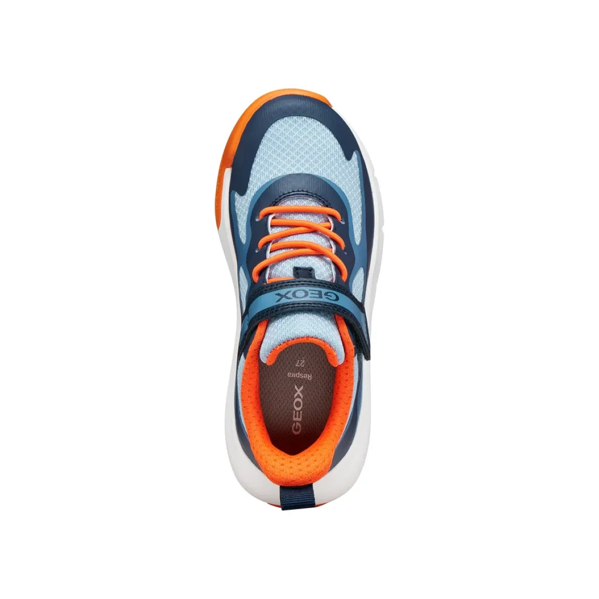 Sneakers in mesh blu e arancione da Bambino con suola traspirante Geox