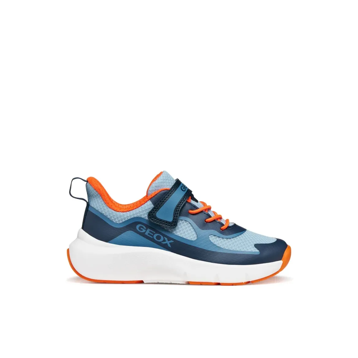 Sneakers in mesh blu e arancione da Bambino con suola traspirante Geox