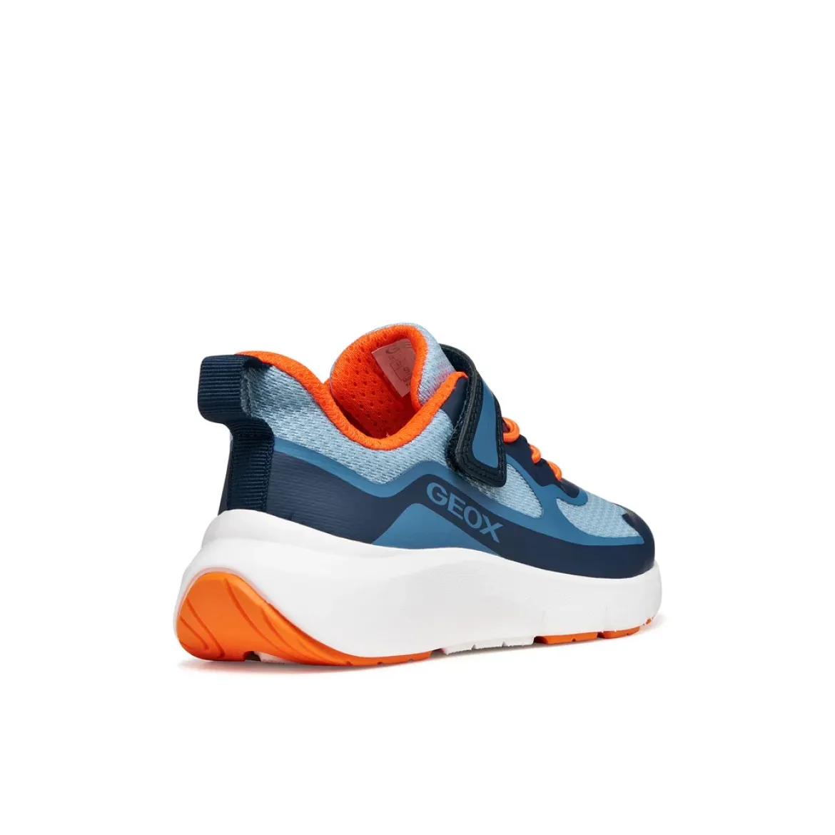 Sneakers in mesh blu e arancione da Bambino con suola traspirante Geox