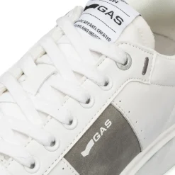 Sneakers platform bianche da Uomo con inserto grigio e logo Gas