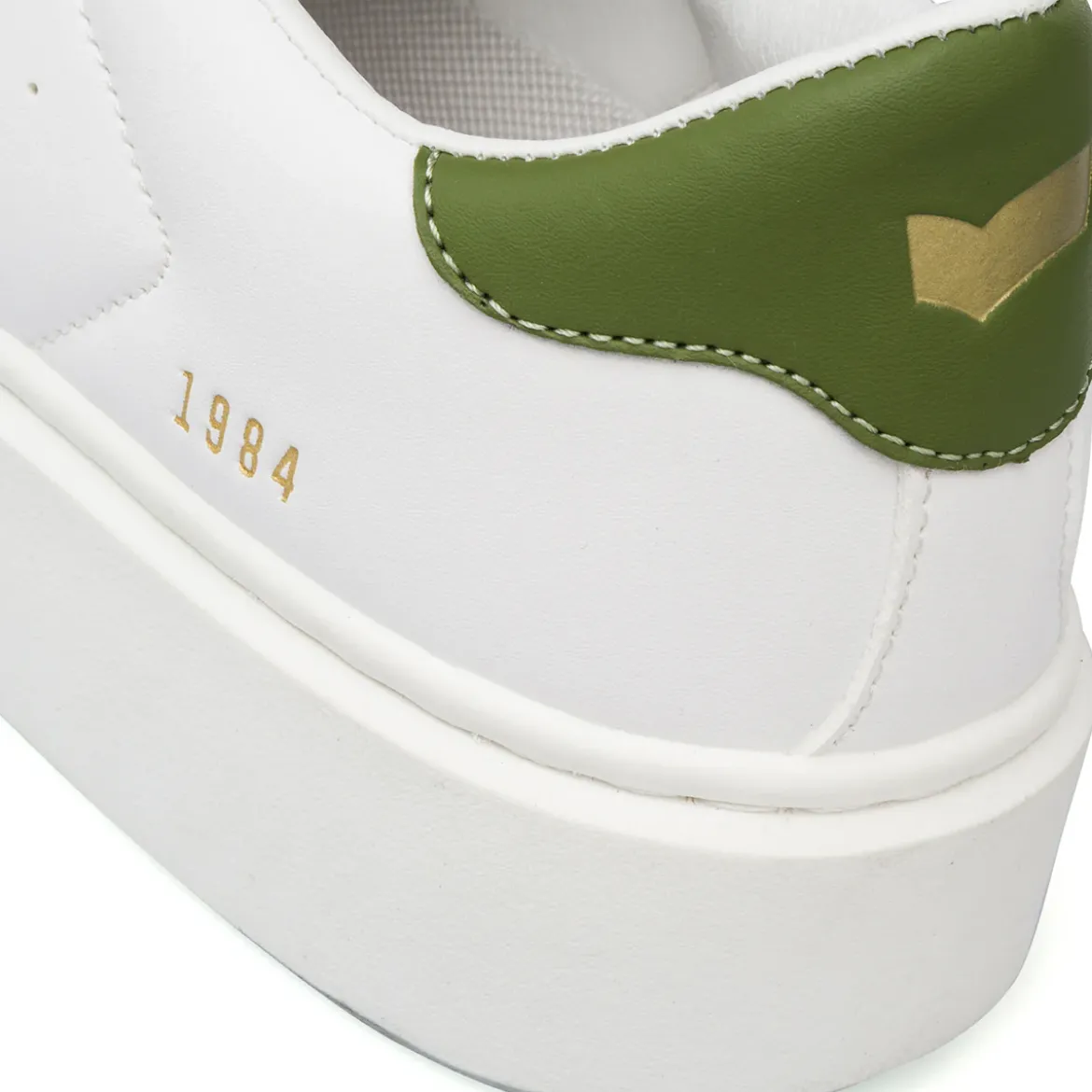 Sneakers platform bianche da Uomo con dettaglio verde militare Gas