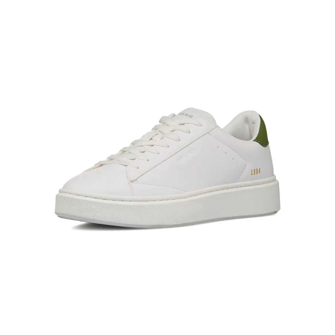 Sneakers platform bianche da Uomo con dettaglio verde militare Gas