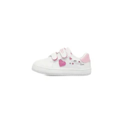 Sneakers Primi passi bambina bianche Kappa con strappo e inserti cuori