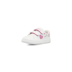 Sneakers Primi passi bambina bianche Kappa con strappo e inserti cuori