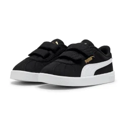 Sneakers primi passi bambina e bambino nere effetto scamosciato con strappo Puma Club II V