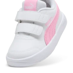 Sneakers primi passi bambina bianche con dettagli rosa Puma Courtflex v3