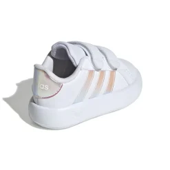 Sneakers primi passi bianche da bambina con dettagli iridescenti adidas Grand Court 2.0 CF I