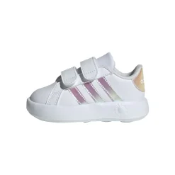 Sneakers primi passi bianche da bambina con dettagli iridescenti adidas Grand Court 2.0 CF I