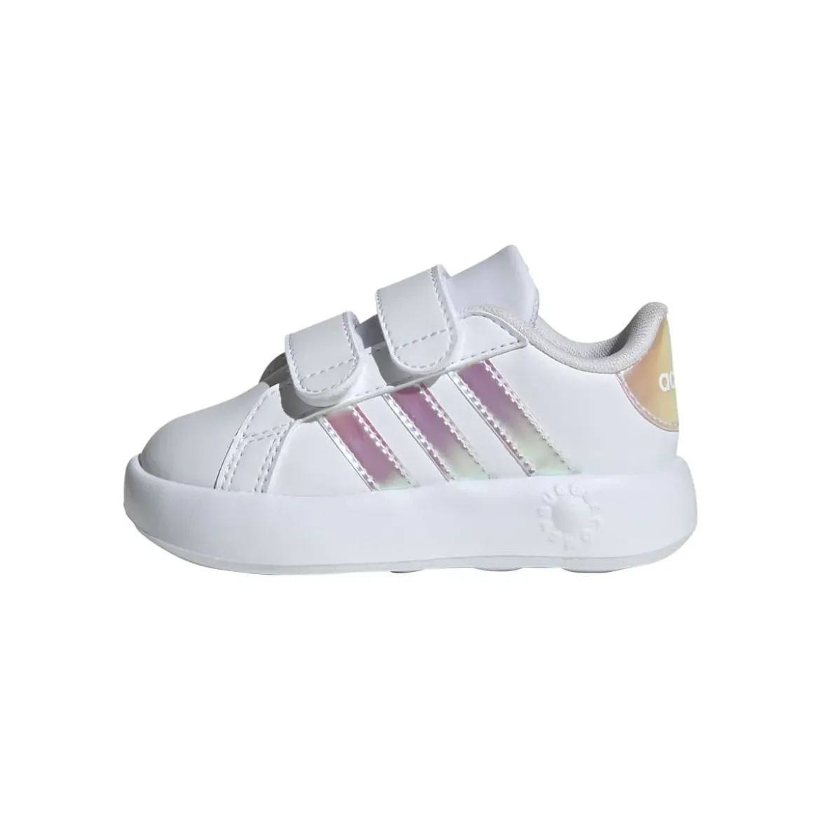 Sneakers primi passi bianche da bambina con dettagli iridescenti adidas Grand Court 2.0 CF I