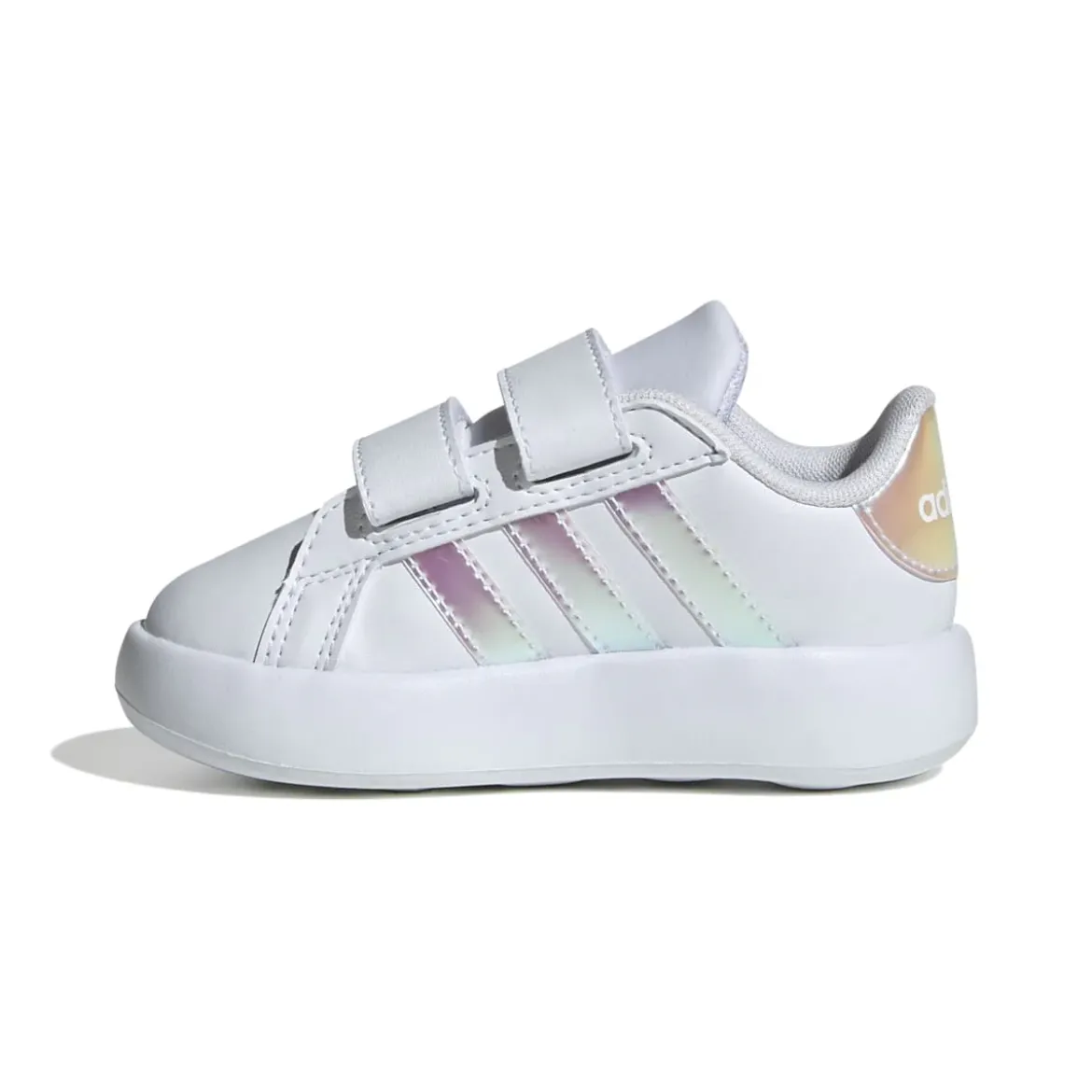 Sneakers primi passi bianche da bambina con dettagli iridescenti adidas Grand Court 2.0 CF I