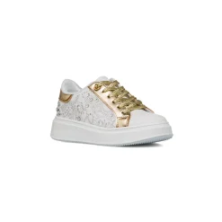Sneakers Ragazza bianche e oro con strass Dieci Baci