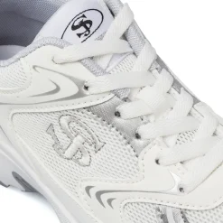 Sneakers retrò bianche da Donna con dettagli argento Swish Jeans