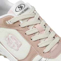 Sneakers retrò da donna Swish Jeans rosa e bianche