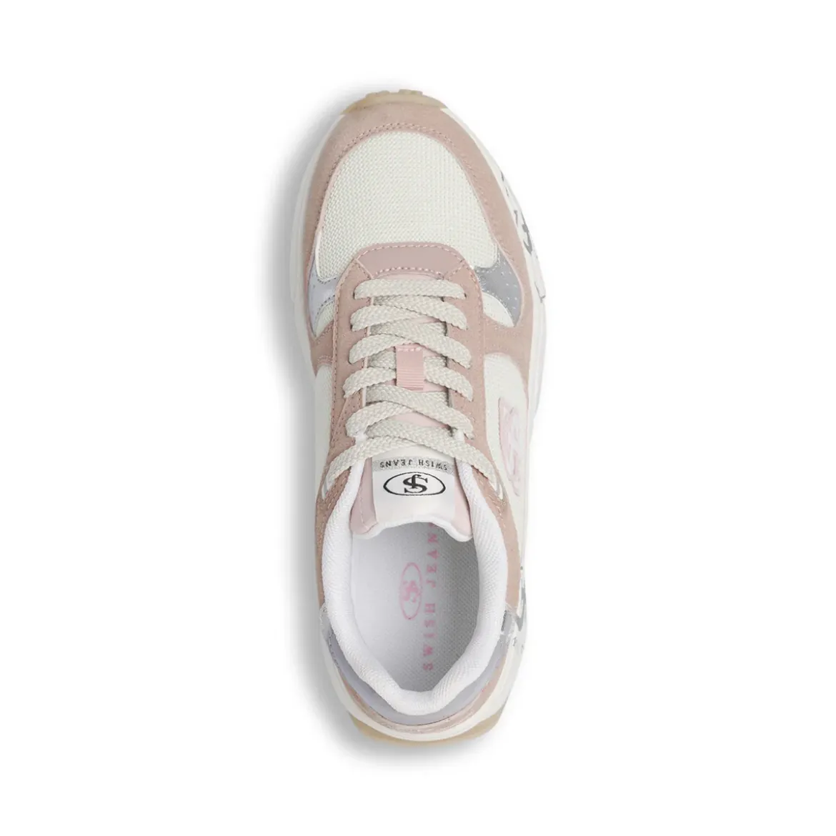 Sneakers retrò da donna Swish Jeans rosa e bianche