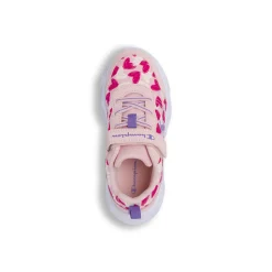 Sneakers Rosa da Bambina con stampa cuori e luci nella suola Champion