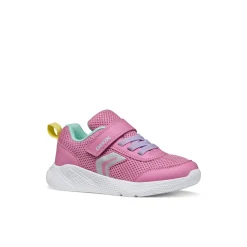 Sneakers rosa da Bambina con suola traspirante e chiusura strappo Geox