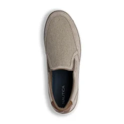 Sneakers slip-on beige in tessuto da Uomo con logo Nautica