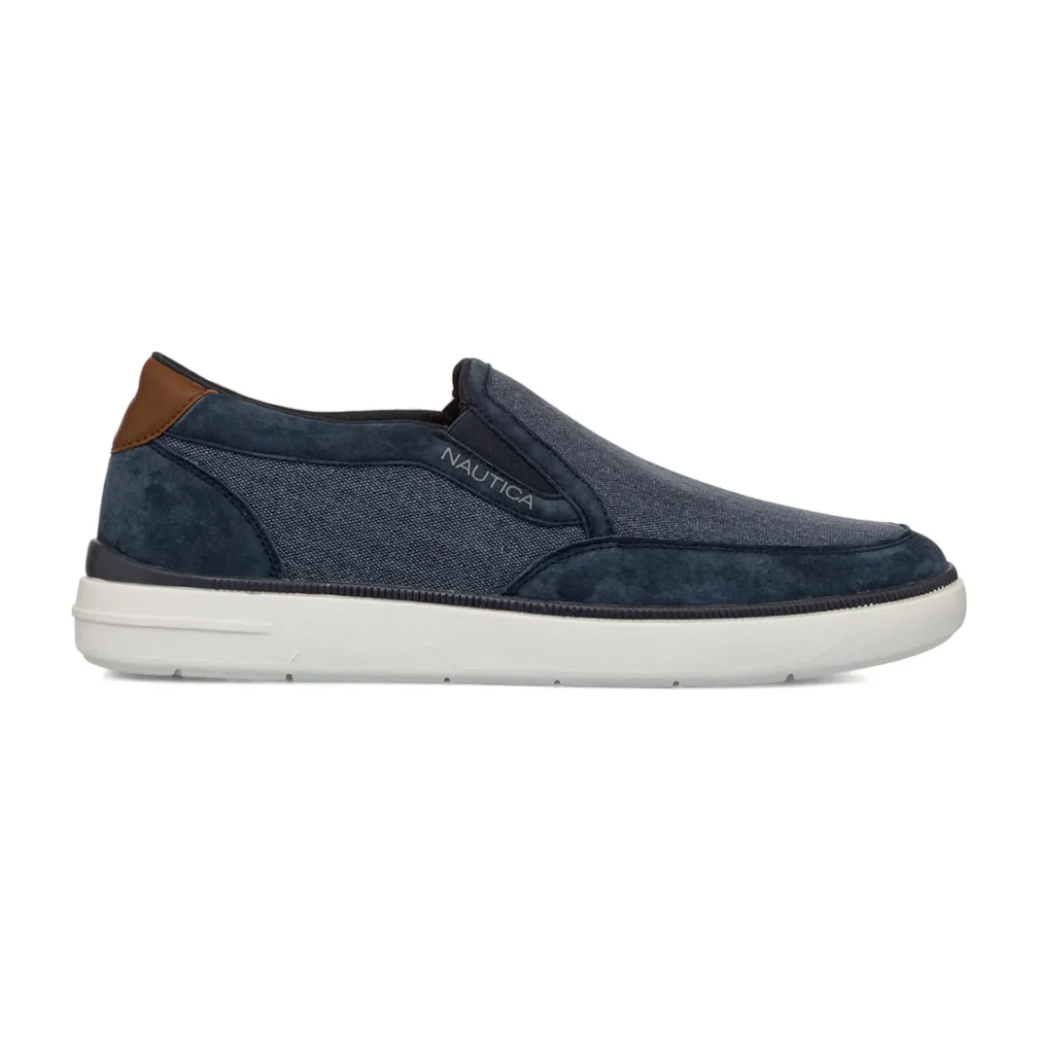 Sneakers slip-on blu da Uomo in tessuto effetto jeans con logo Nautica