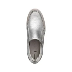 Sneakers slip-on traspiranti argento Donna con zeppa Geox Stardust