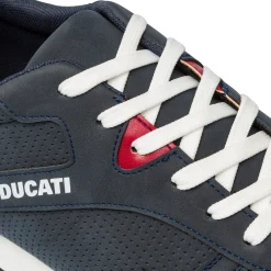 Sneakers traforate blu da uomo con dettaglio a contrasto e logo Ducati