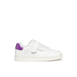 Sneakers traspiranti bianche Bambina con strappo e inserto viola Geox