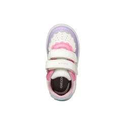 Sneakers traspiranti bianche da Bambina con inserti pastello Geox