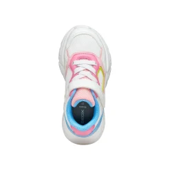 Sneakers traspiranti bianche e multicolore da Bambina con strappo Geox