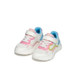 Sneakers traspiranti bianche e multicolore da Bambina con strappo Geox