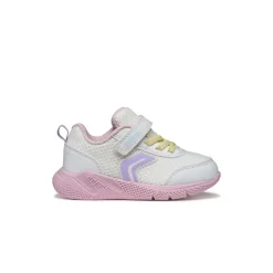 Sneakers traspiranti bianche e rosa da Bambina in tessuto mesh Geox