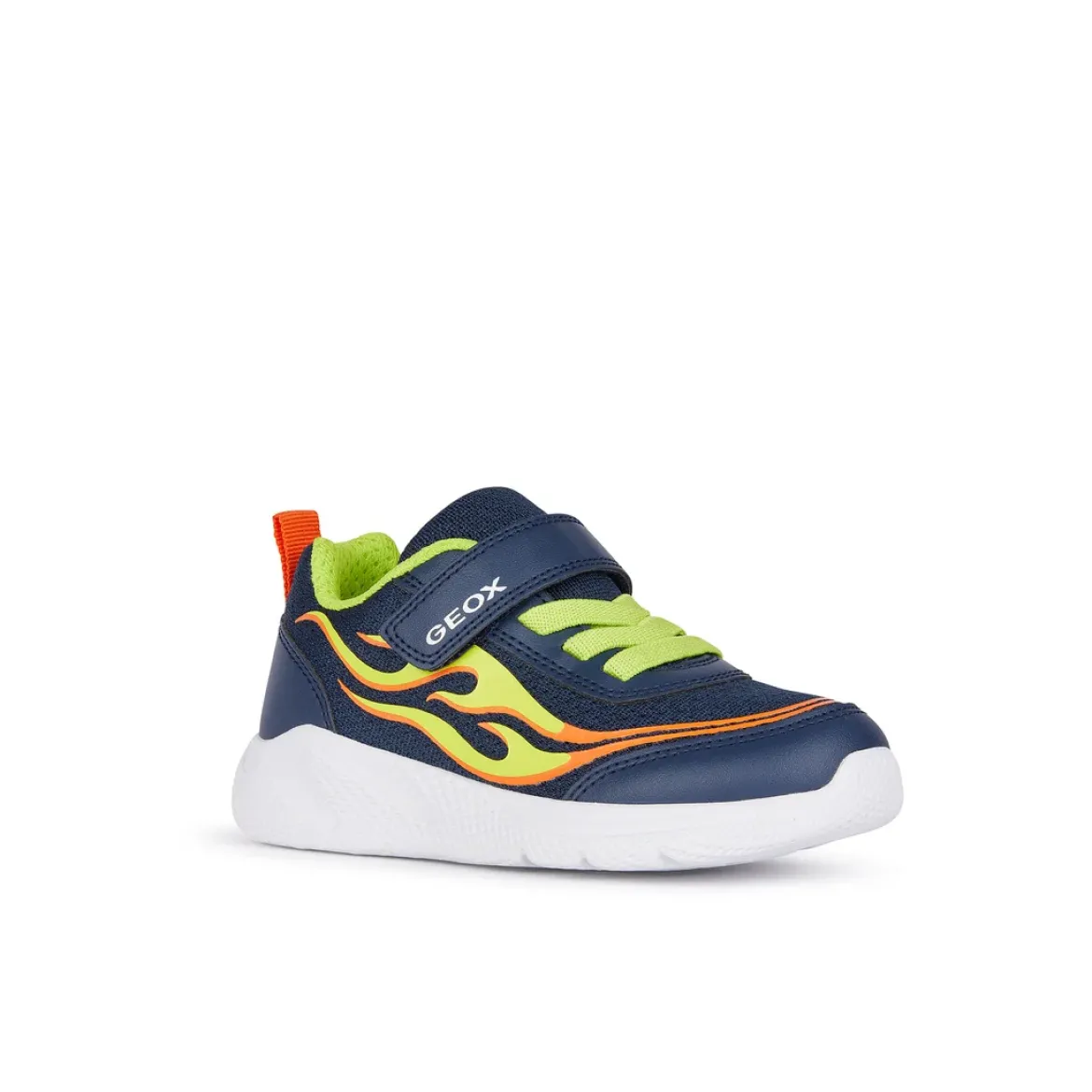 Sneakers traspiranti blu da Ragazzo con decorazione a fiamme Geox