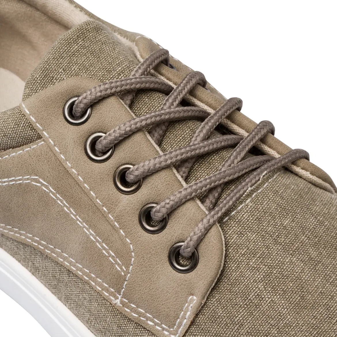 Sneakers Uomo Casual in Tessuto Denim Beige Jog