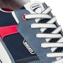Sneakers uomo in tessuto blu con dettagli rossi e suola ammortizzata Ducati