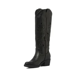 Stivali donna neri stile western con traforature sul gambale Lora Ferres