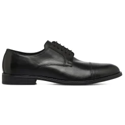 Stringate da uomo nere in pelle con allacciature Derby La Cuoieria
