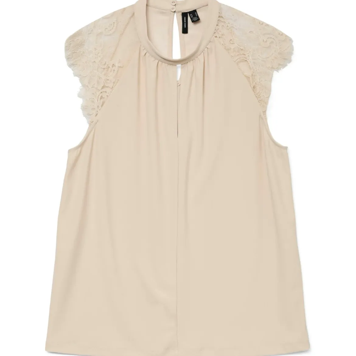 Top smanicato elegante da Donna beige con inserti in pizzo Vero Moda
