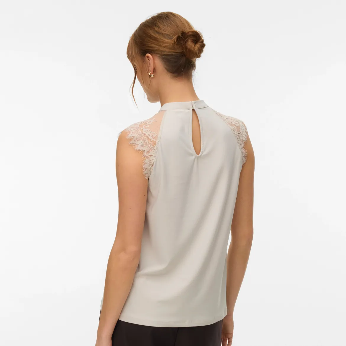 Top smanicato elegante da Donna beige con inserti in pizzo Vero Moda