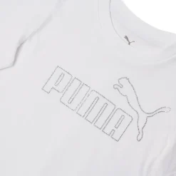 T-shirt a maniche corte Bianca da Bambina con logo in strass Puma