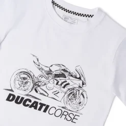 T-shirt bianca Bambino con stampa sportiva maniche corte Ducati Corse
