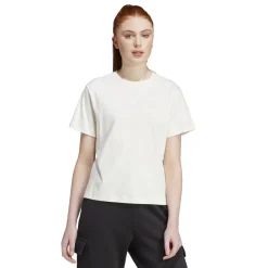 T-shirt bianca da donna con logo a contrasto sul retro adidas