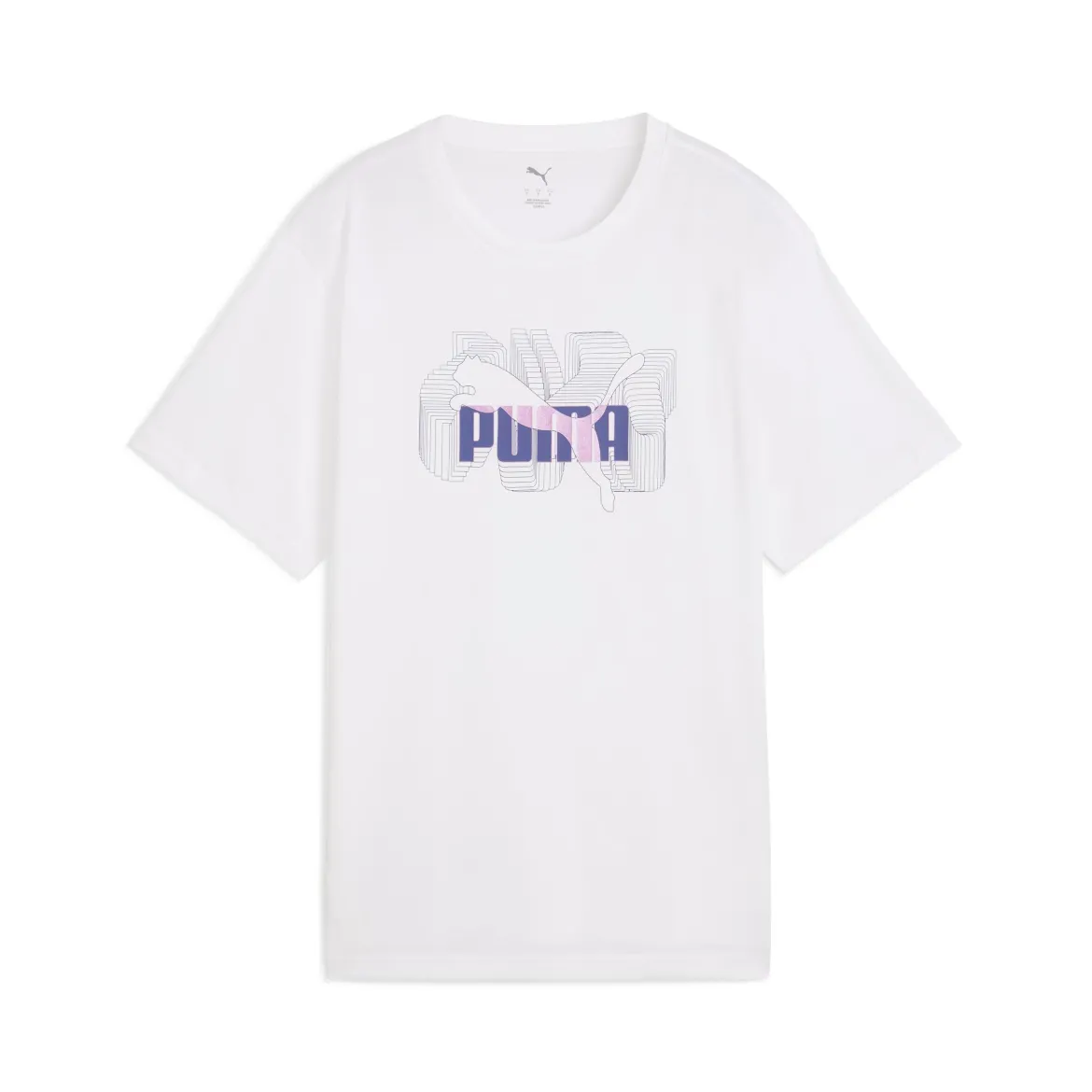 T-shirt bianca da donna con stampa e logo viola Puma Graphics