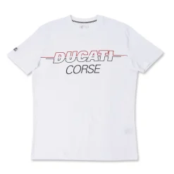 T-shirt bianca da Uomo a maniche corte con maxi logo Ducati Corse