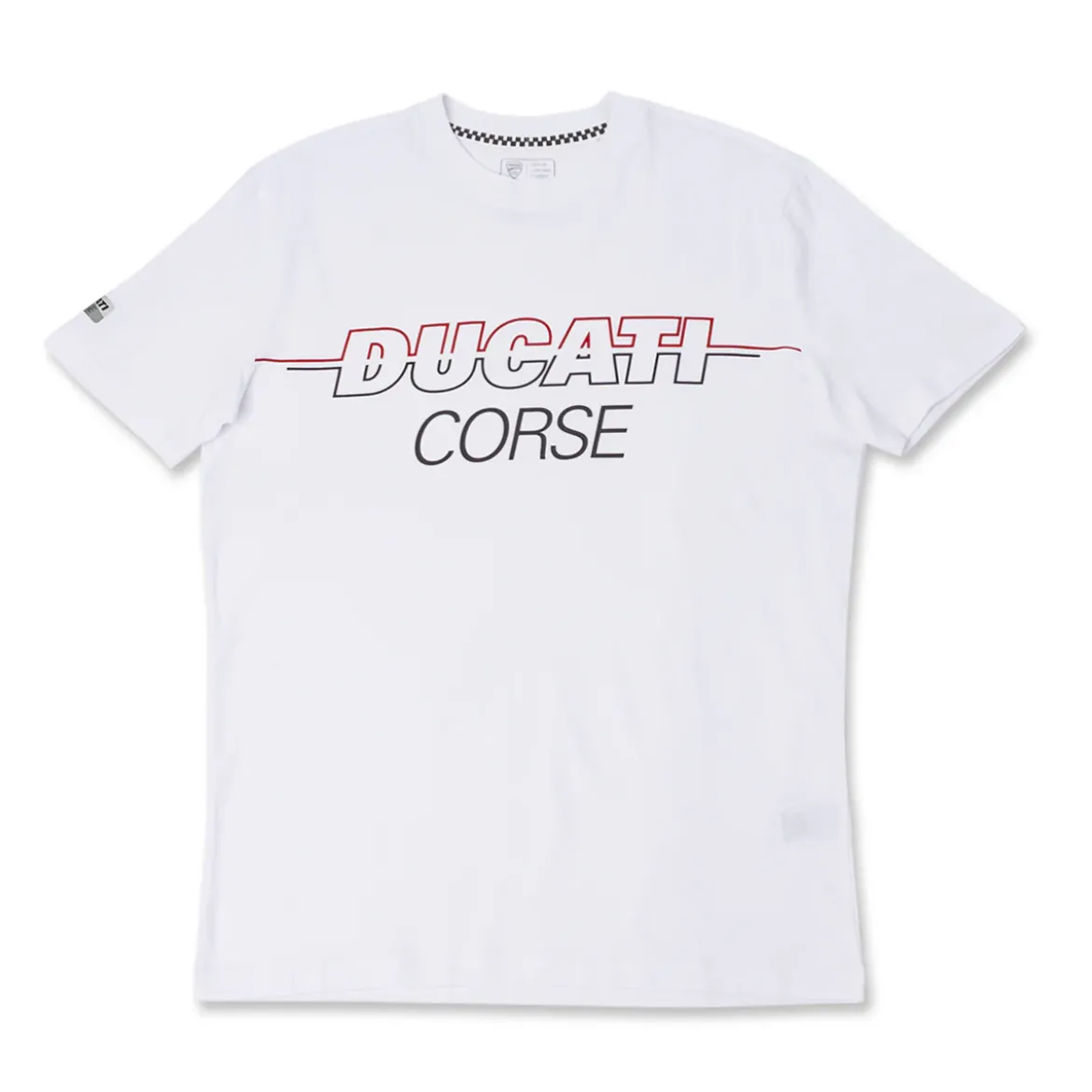 T-shirt bianca da Uomo a maniche corte con maxi logo Ducati Corse