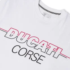 T-shirt bianca da Uomo a maniche corte con maxi logo Ducati Corse