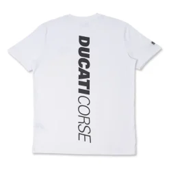 T-shirt bianca Uomo con logo Ducati Corse e stampa verticale Ducati