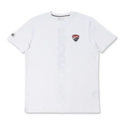 T-shirt bianca Uomo con logo Ducati Corse e stampa verticale Ducati